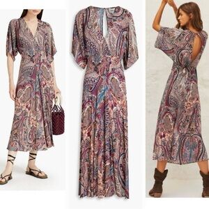 Boho Paisley Midi Dress in Multi-Color